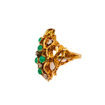 Load image into Gallery viewer, 21008085 Cabouchon Emerald and Diamond Gold ring