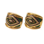 Load image into Gallery viewer, 21011740 Gold diamond and enamel earrings.