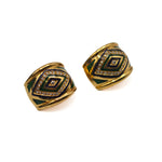 Load image into Gallery viewer, 21011740 Gold diamond and enamel earrings.