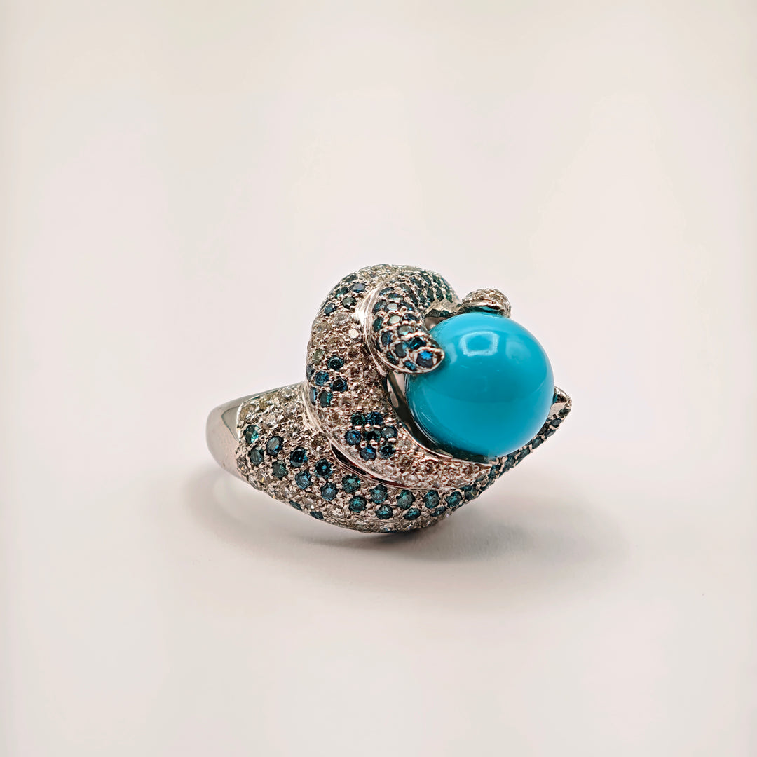 21005640 Diamond and Turquoise Ring
