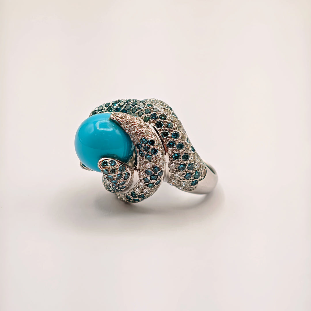 21005640 Diamond and Turquoise Ring