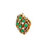 Load image into Gallery viewer, 21008085 Cabouchon Emerald and Diamond Gold ring