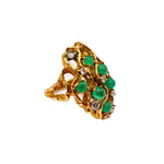 Load image into Gallery viewer, 21008085 Cabouchon Emerald and Diamond Gold ring