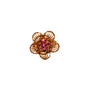 21007026 Pink Sapphire and Gold Flower Design Ring