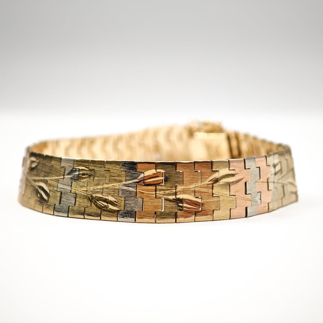 21007941 Vintage Yellow White and Rose Gold Bracelet.